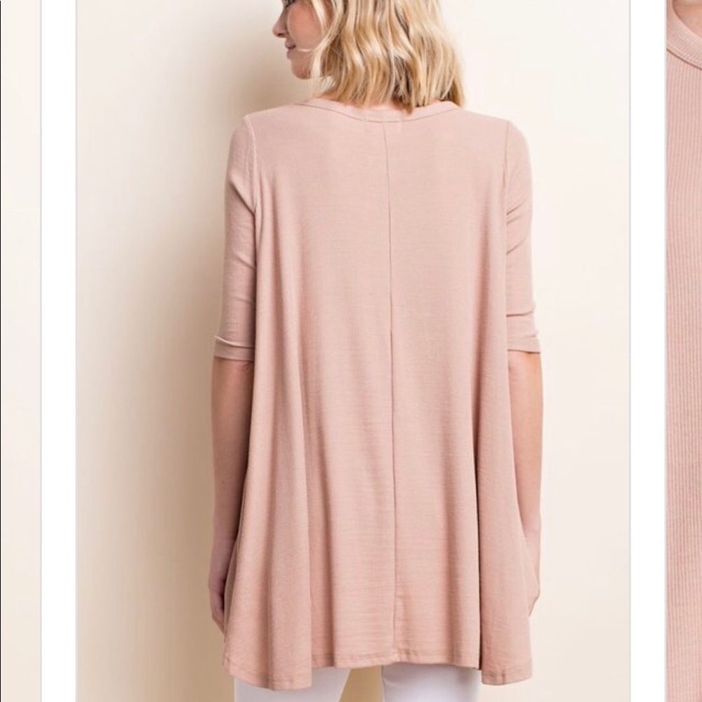 Dusty Rose Ribbed Henley Swing Top - Picture 3 of 3